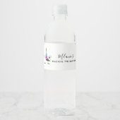 Glam Rainbow Unicorn Birthday Party Waterfles Etiket (Voorkant)