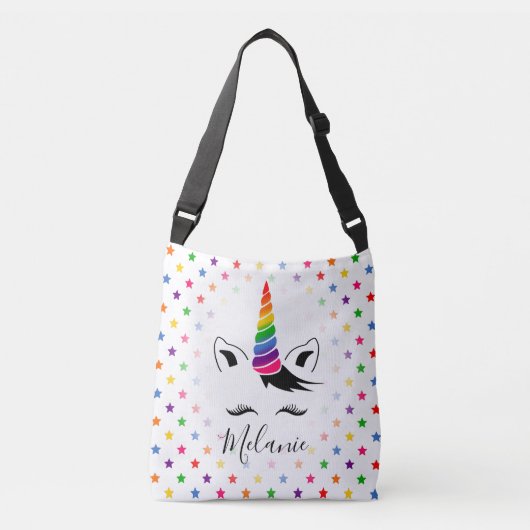 Glam Rainbow Unicorn Crossbody Tas (Voorkant)