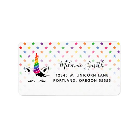 Glam Rainbow Unicorn Etiket (Voorkant)