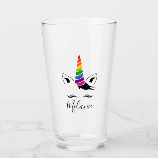 Glam Rainbow Unicorn Glas (Voorkant)