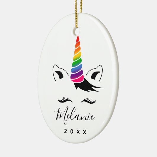 Glam Rainbow Unicorn Keramisch Ornament (Links)