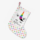Glam Rainbow Unicorn Kleine Kerstsok (Voorkant (Hangend))
