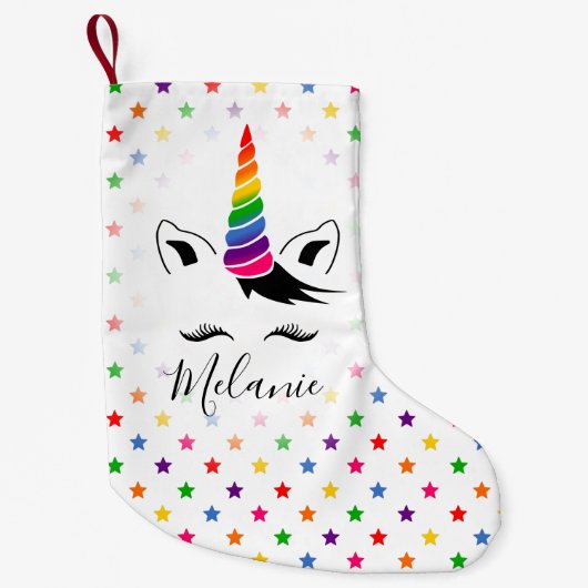 Glam Rainbow Unicorn Kleine Kerstsok (Voorkant)