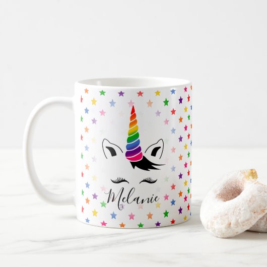 Glam Rainbow Unicorn Koffiemok (Met donut)