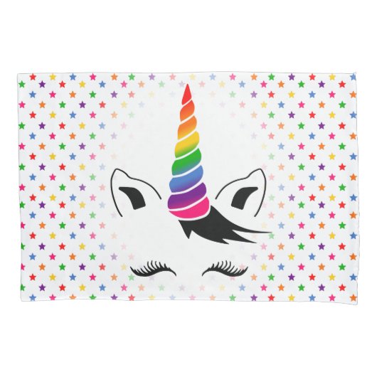 Glam Rainbow Unicorn Kussensloop (Voorkant)