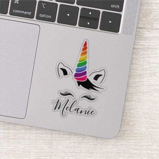 Glam Rainbow Unicorn Naam Sticker (Detail)