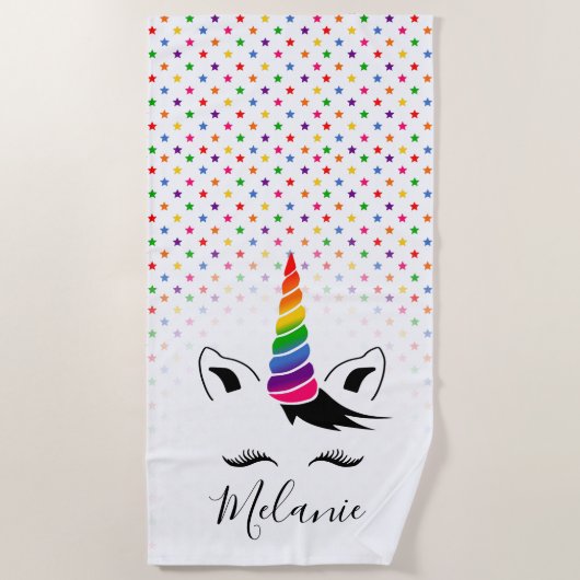 Glam Rainbow Unicorn Strandlaken (Voorkant)
