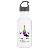 Glam Rainbow Unicorn Waterfles (Voorkant)