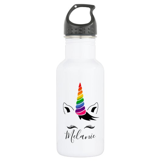 Glam Rainbow Unicorn Waterfles (Voorkant)
