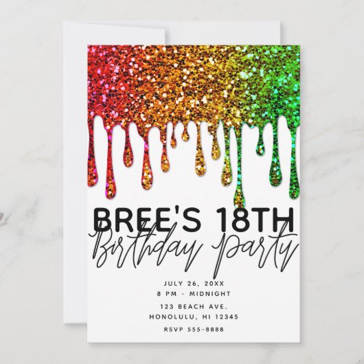 Glam Rasta Rainbow Glitter Drift Birthday Party Kaart (Voorkant)