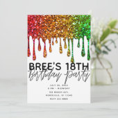 Glam Rasta Rainbow Glitter Drift Birthday Party Kaart (Staand voorkant)
