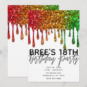 Glam Rasta Rainbow Glitter Drift Birthday Party Kaart (Voorkant / Achterkant)