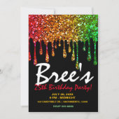 Glam Rasta Rainbow Glitter Drift Birthday Party Kaart (Voorkant)