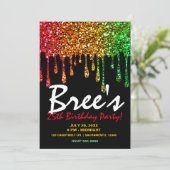 Glam Rasta Rainbow Glitter Drift Birthday Party Kaart (Staand voorkant)