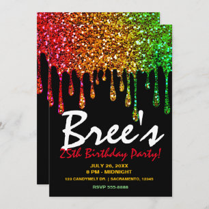 Glam Rasta Rainbow Glitter Drift Birthday Party Kaart