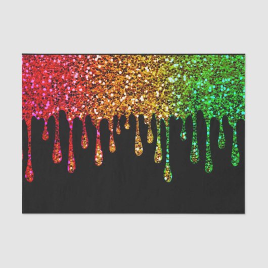 Glam Rasta Regenboog Glitter Druppels Verjaardagsf Tissuepapier (Voorkant)