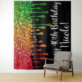 Glam Rasta Regenboog Glitter Druppels Verjaardagsf Wandkleed (In situ)