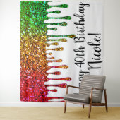 Glam Rasta Regenboog Glitter Druppels Verjaardagsf Wandkleed (In situ)