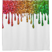 Glam Rasta Regenbooglitter Drijft wit Douchegordijn (Voorkant)