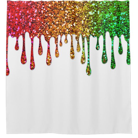 Glam Rasta Regenbooglitter Drijft wit Douchegordijn (Voorkant)