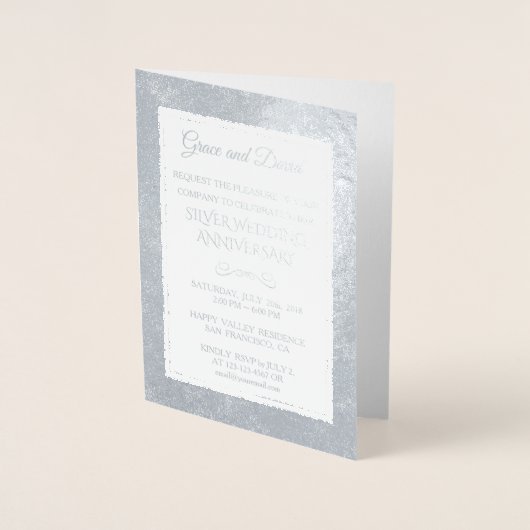 Glam Real Gold Foil 25th Wedding Jubileum Folie Kaarten (Voorkant)