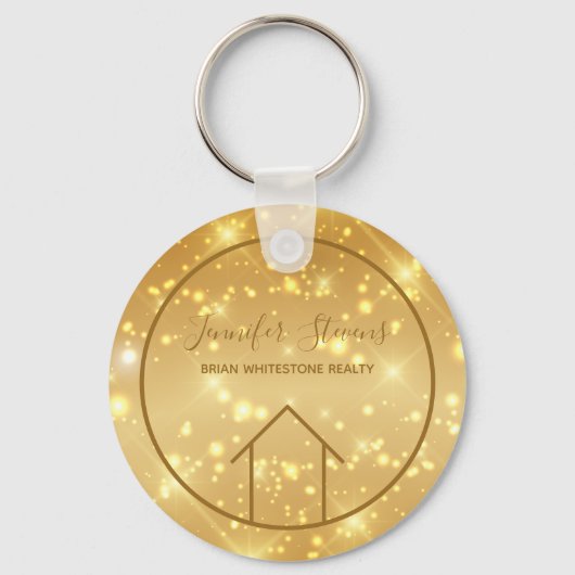 Glam Realtor Chic Custom Real Estate Gold Sparkle Sleutelhanger (Voorkant)