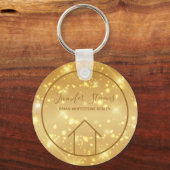 Glam Realtor Chic Custom Real Estate Gold Sparkle Sleutelhanger (Voorkant)