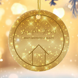 Glam Realtor Real Estate Gold Sparkle Kerstmis Keramisch Ornament