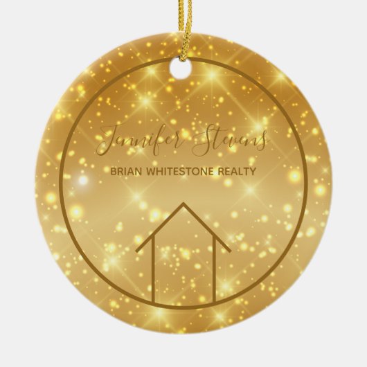Glam Realtor Real Estate Gold Sparkle Kerstmis Keramisch Ornament (Voorkant)