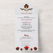 Glam Red Black Gold Gatsby Art Deco 1920s Bruiloft All In One Uitnodiging (Binnen)