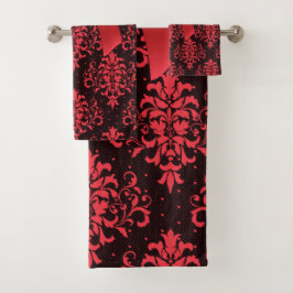 Glam Red Bow-Red Lace-Black Bad Handdoek