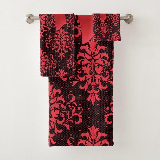 Glam Red Bow-Red Lace-Black Bad Handdoek (Insitu)