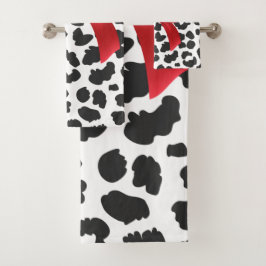 Glam Red Bow-White leopard Print Black Bad Handdoek