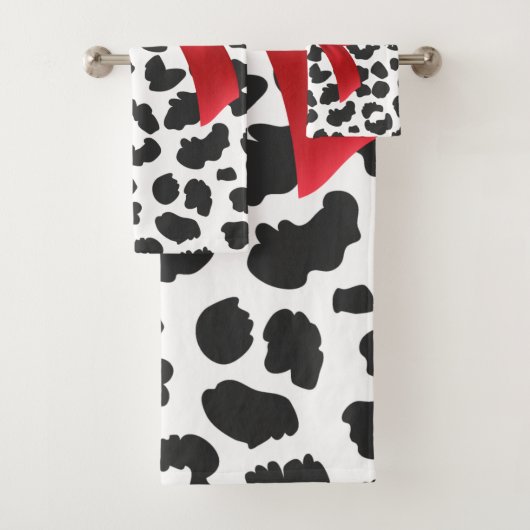 Glam Red Bow-White leopard Print Black Bad Handdoek (Insitu)