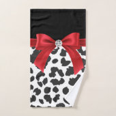 Glam Red Bow-White leopard Print Black Bad Handdoek (Handdoek)