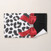 Glam Red Bow-White leopard Print Black Bad Handdoek (Handdoek)