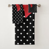 Glam Red Bow-White Polka Dots-Black Bad Handdoek (Insitu)