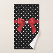 Glam Red Bow-White Polka Dots-Black Bad Handdoek (Handdoek)