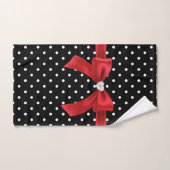 Glam Red Bow-White Polka Dots-Black Bad Handdoek (Handdoek)