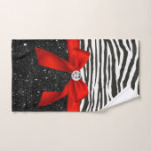 Glam Red Bow-Zebra Print-Black Sparkle Bad Handdoek (Handdoek)