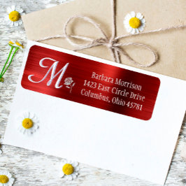 Glam Red Brushed Metal Custom Monogram Return Etiket