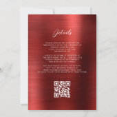 Glam Red Brushed Metal QR Code Wedding Kaart (Achterkant)