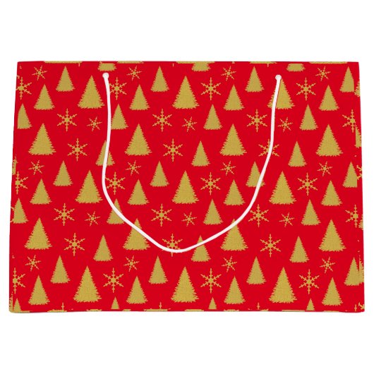 Glam Red en Gold kerstboomstructuur Groot Cadeauzakje (Voorkant)