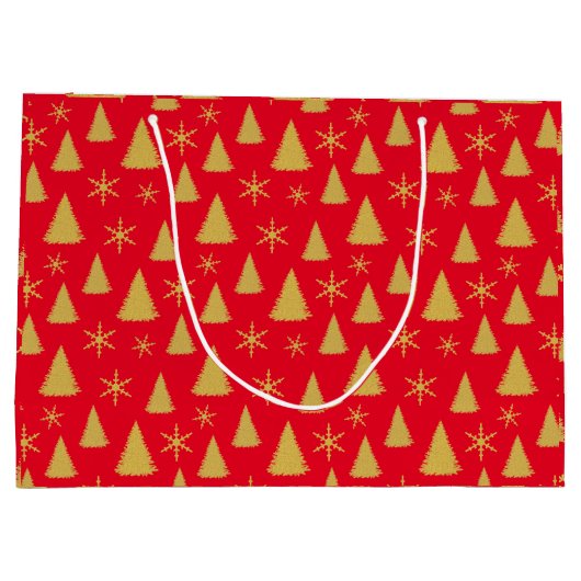 Glam Red en Gold kerstboomstructuur Groot Cadeauzakje (Achterkant)