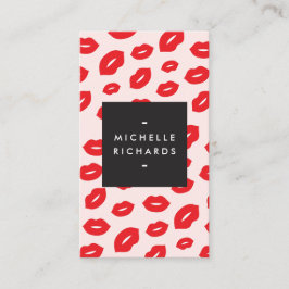 Glam Red en Pink Lip Print voor Make-up Artiesten Visitekaartje