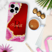 Glam Red en Pink Monogrammed Girly Case-Mate iPhone Case
