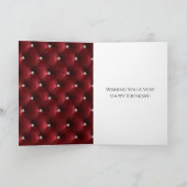 Glam Red Faux Velvet Silver Verjaardag Kaart (Binnen)