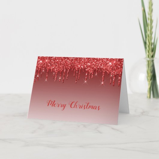 Glam Red Glitter bestuurt Kerstmis Feestdagen Kaart (Voorkant)