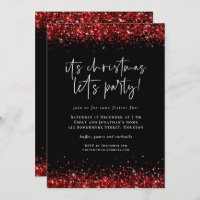 Glam Red Glitter Borders Lets kerstfeest