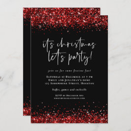 Glam Red Glitter Borders Lets kerstfeest Kaart